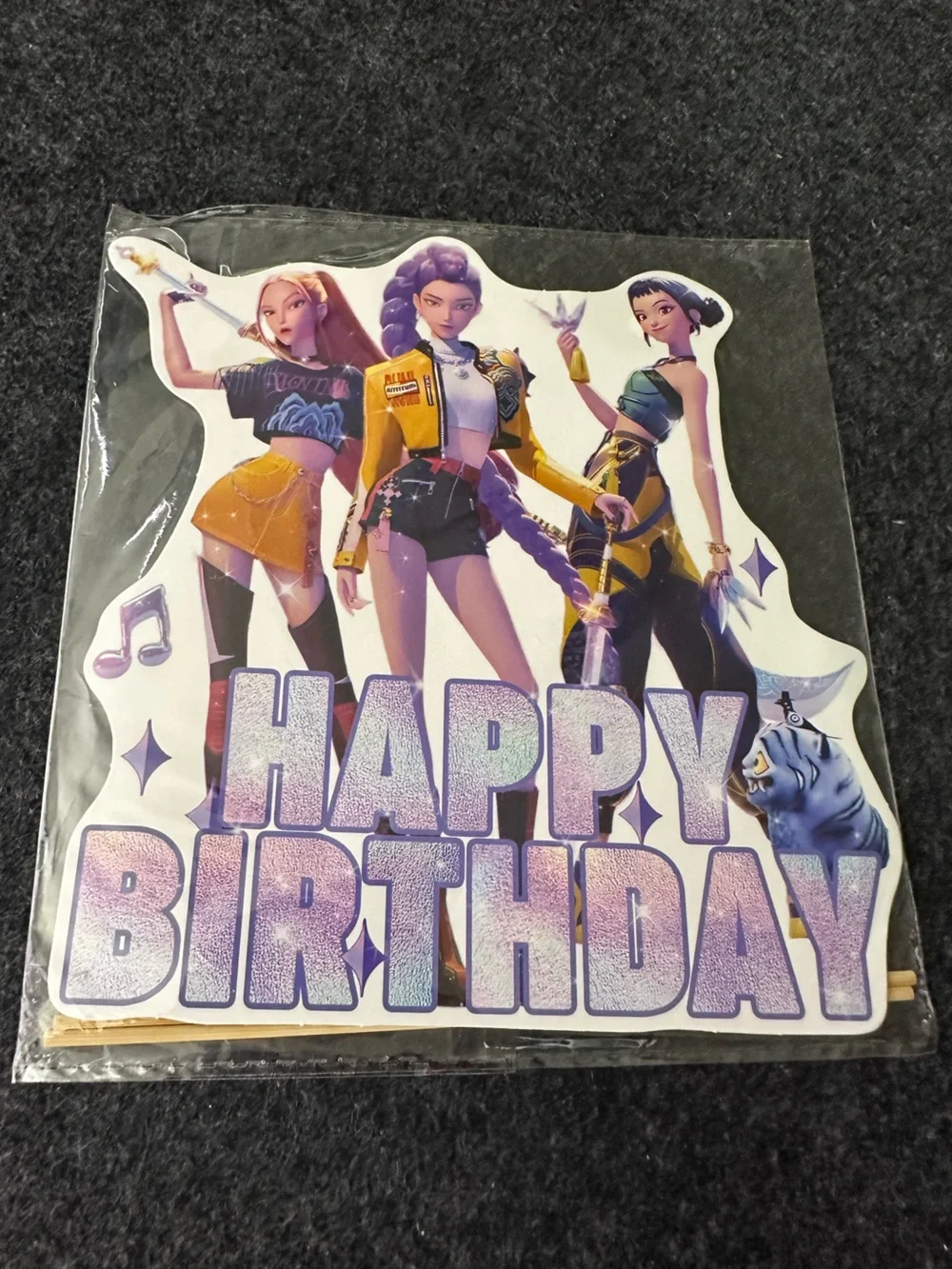 Demon Hunters Happy Birthday Backdrop Banner 5x3Ft. With Cake Topper And Banner